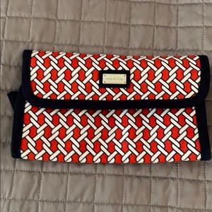 Ame & Lulu red and blue jewelry roll storage EUC